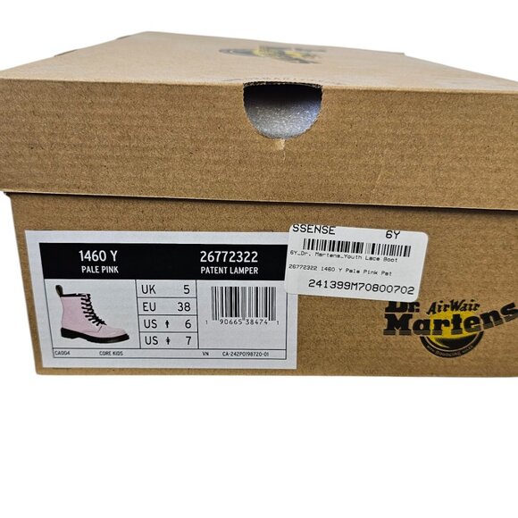 Dr. Martens 1460 Patent Lamper Pale Pink Zip Up Boot,Youth Girls 7, Womens 8-8.5 - Picture 5 of 9